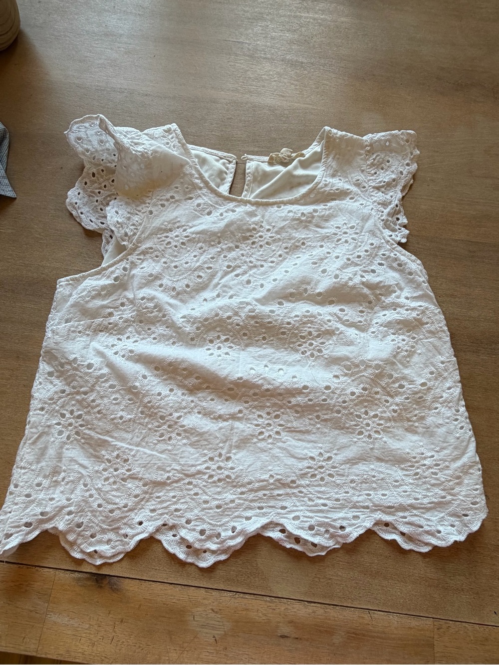 Rebellion White Eyelet Flutter Tank Top
